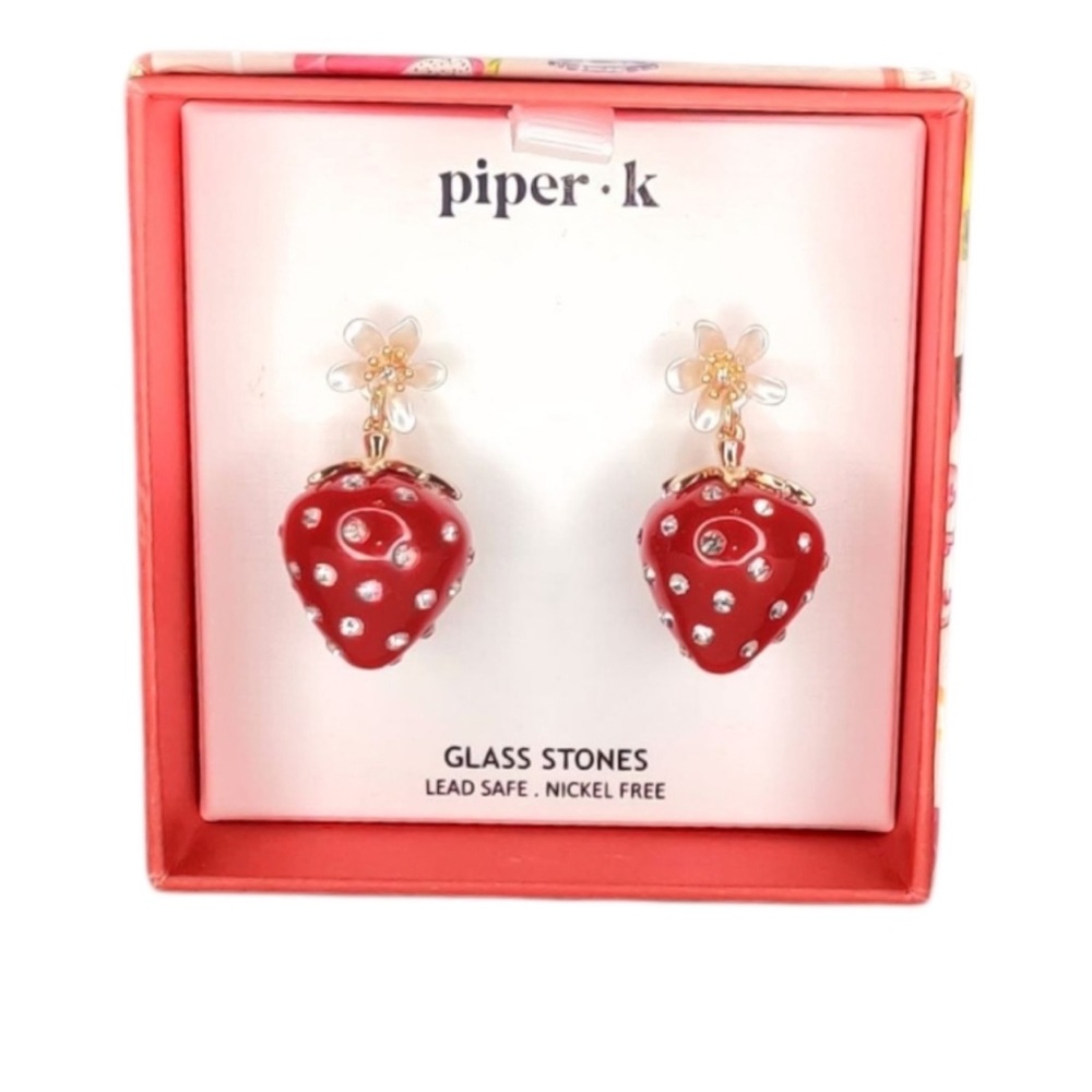 Piper K Red Strawberry Earrings‎